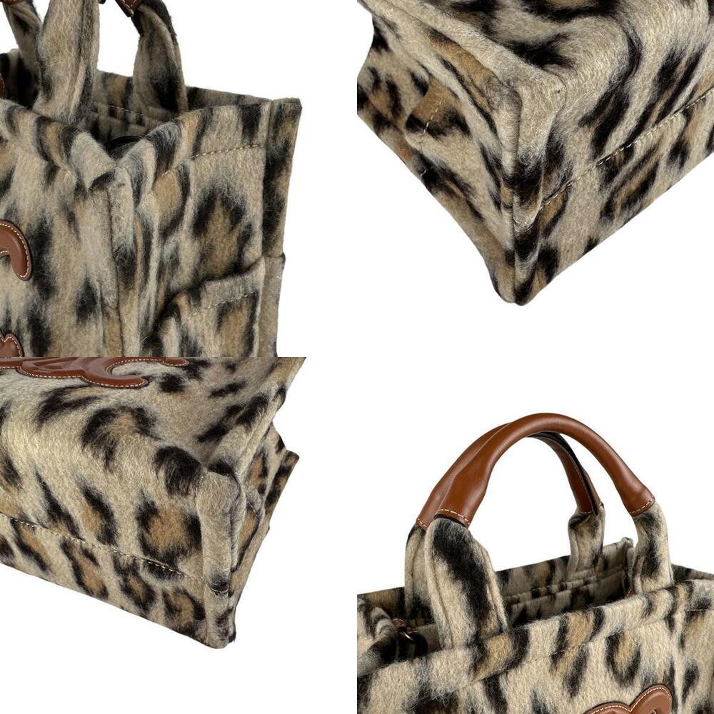 Celine Leopard Beige Black Cabas Shoulder Tan Textile Brown Bag Thais Leather - Picture 4 of 4
